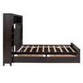 Queen Size Wooden Bed With All In One Cabinet, Shelf And Sockets,Twin Xl Trundle,Espresso Queen Espresso Solid Wood