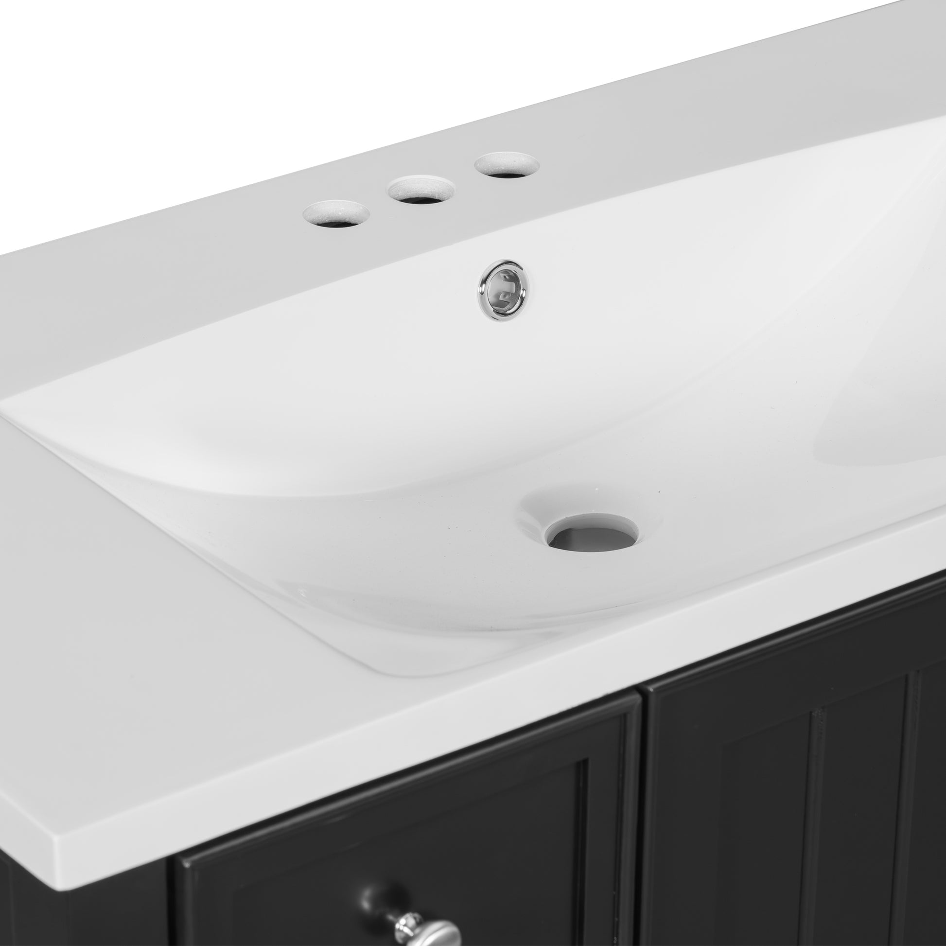 36" Bathroom Vanity With Sink Combo, One Cabinet And Three Drawers, Solid Wood And Mdf Board, Black Old Sku:Sy999505Aab Black Solid Wood Mdf