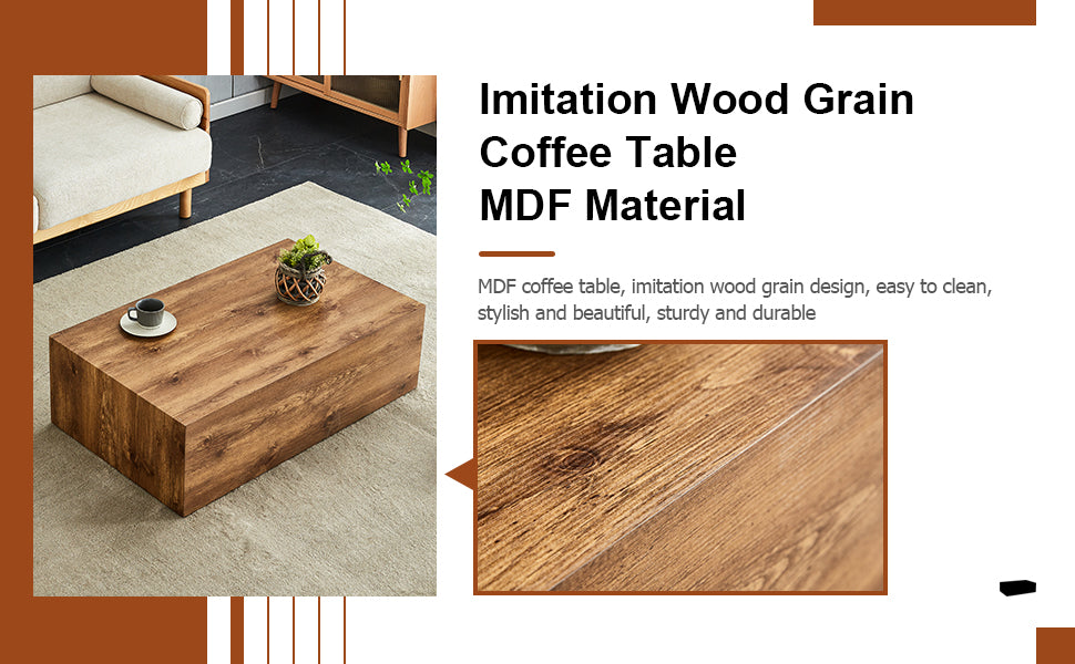 Modern Mdf Coffee Table With Wood Texture Pattern 39.37X23.62X11.81 Inches Stylish And Durable Design Wood Mdf