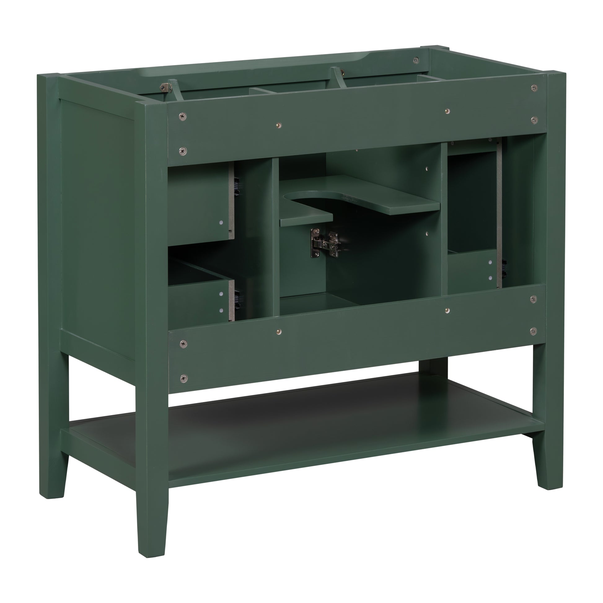 36" Bathroom Vanity Without Sink, Cabinet Base Only, One Cabinet And Three Drawers, Green Green Solid Wood Mdf