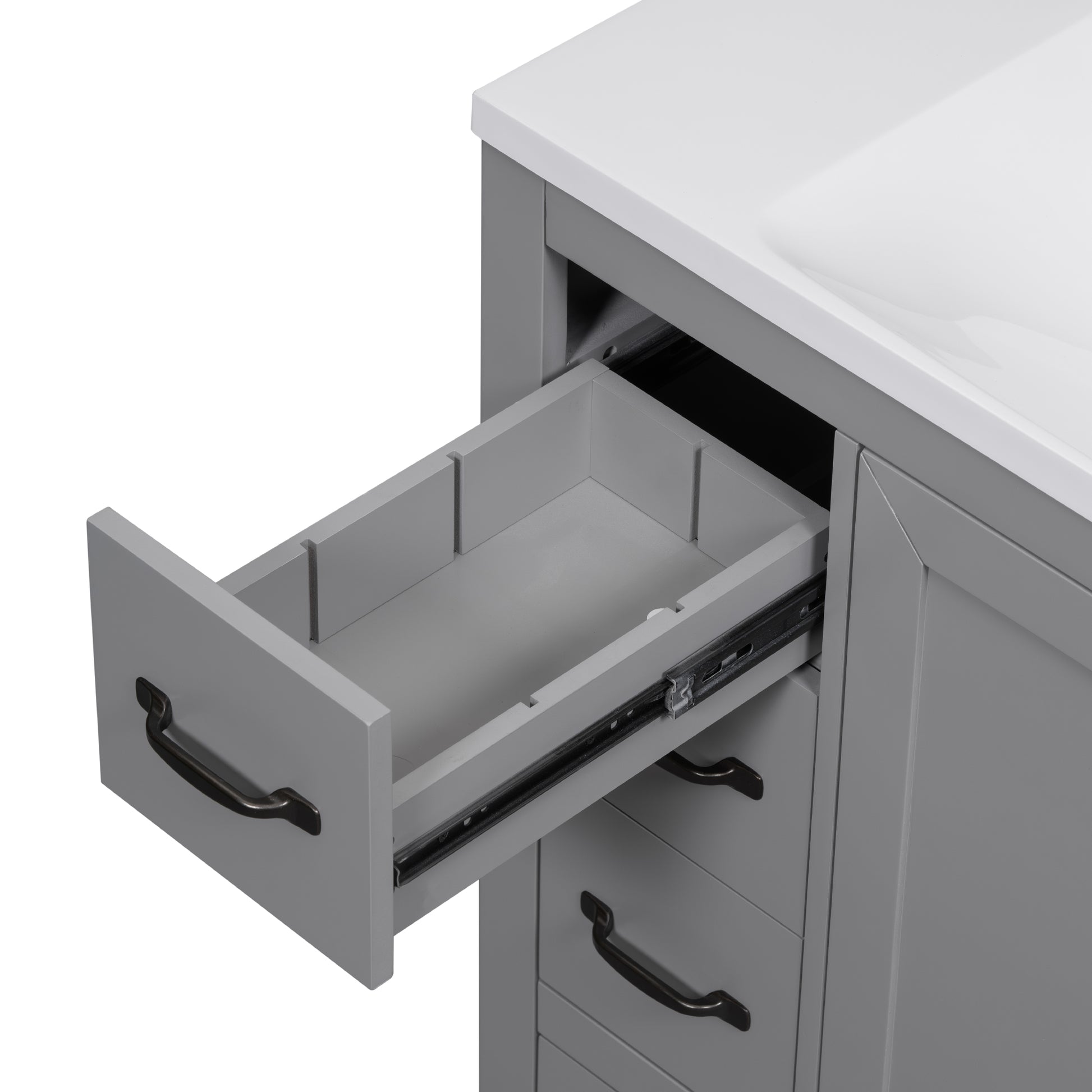 36" Bathroom Vanity With Sink Combo, Six Drawers, Multi Functional Drawer Divider, Adjustable Shelf, Grey Old Sku:Sy999808Aae Grey Solid Wood Mdf