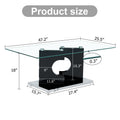 A Rectangular Modern And Fashionable Coffee Table With Tempered Glass Tabletop And Black Mdf Legs. Suitable For Living Room.47.2