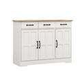 Farmhouse Buffet Cabinet Storage Sideboard With 3 Drawers And 3 Doors For Dining Living Room Kitchen Cupboard White White Mdf