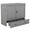 Full Size Murphy Bed With Usb Port And A Large Drawer, Gray Gray Solid Wood Mdf