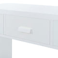 Modern Minimalist Console Table With Open Tabletop And Four Drawers With Metal Handles For Entry Way, Living Room And Dining Room White White Mdf