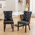 Nikki Collection Modern, High End Tufted Solid Wood Contemporary Pu And Velvet Upholstered Dining Chair With Wood Legs Trim 2 Pcs Set, Black Winered, Burdy,Sw2101Bw Black Burgundy Dining Room American Design Dining Chairs Set Of 2 Foam Pu Leather