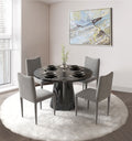Hollis Dining Table, Engineering Stone Finish Dn02155 Black Mdf