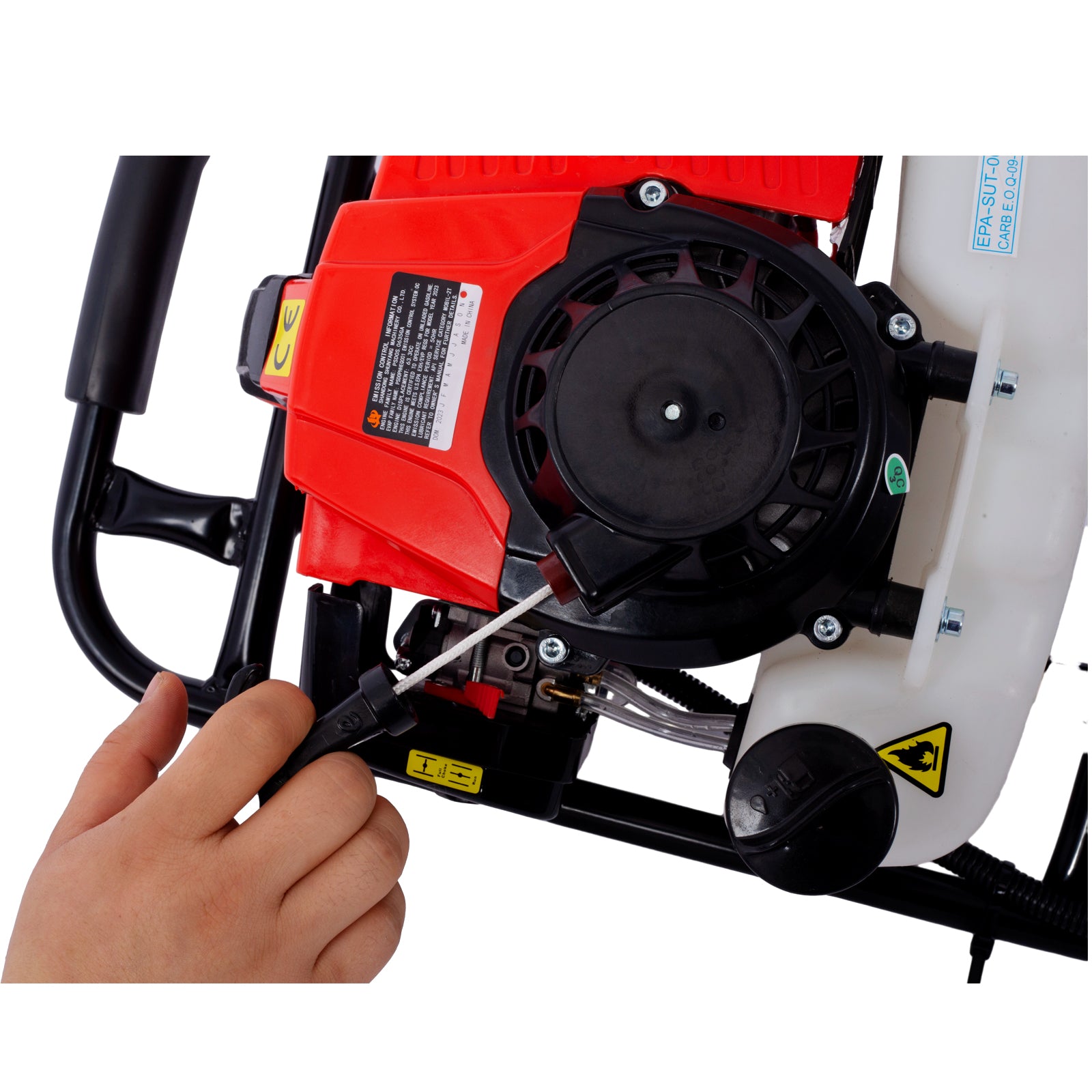 2.7Hp Post Hole Digger 63Cc Gas Powered 2 Stroke Auger Digging Drill Shaft Size 3 4" ,Epa Certificated Red Steel