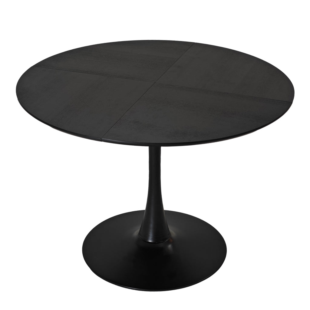 42.13"Modern Round Dining Table,Four Patchwork Tabletops With Black Solid Wood Veneer Table Top,Metal Base Dining Table, End Table Leisure Coffee Table Black Mdf Metal