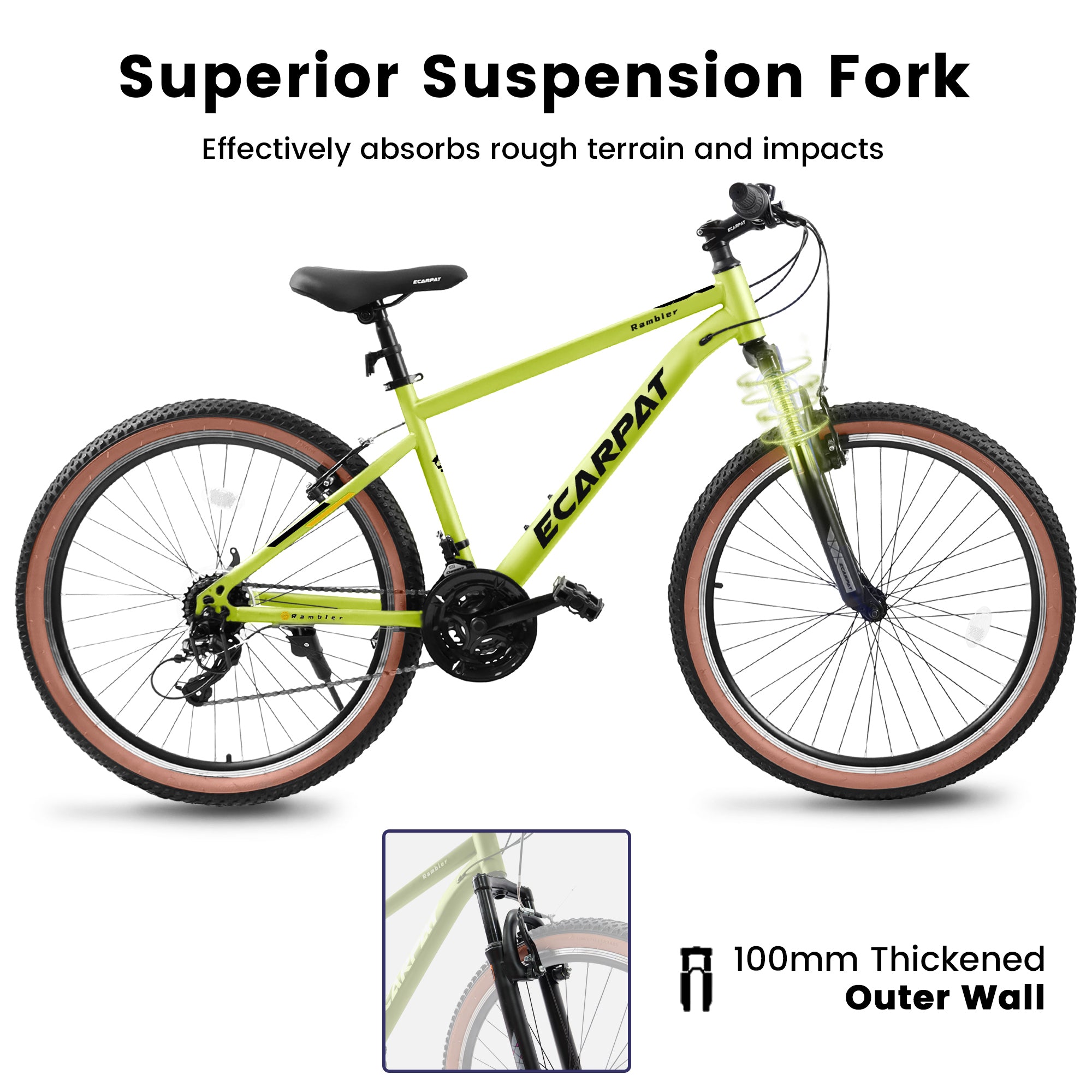 A26301 Ecarpat Mountain Bike 26 Inch Wheels, 21 Speed cycling-green-durable-garden &