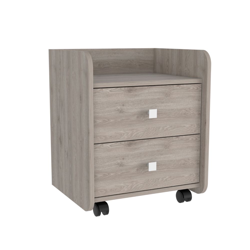 Nightstand 22"H, Two Drawers, Superior Top, Metal Handle, Four Wheels, Light Gray Gray 2 Drawers Contemporary,Modern Pine Particle Board Engineered Wood