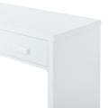 Modern Minimalist Console Table With Open Tabletop And Four Drawers With Metal Handles For Entry Way, Living Room And Dining Room White White Mdf