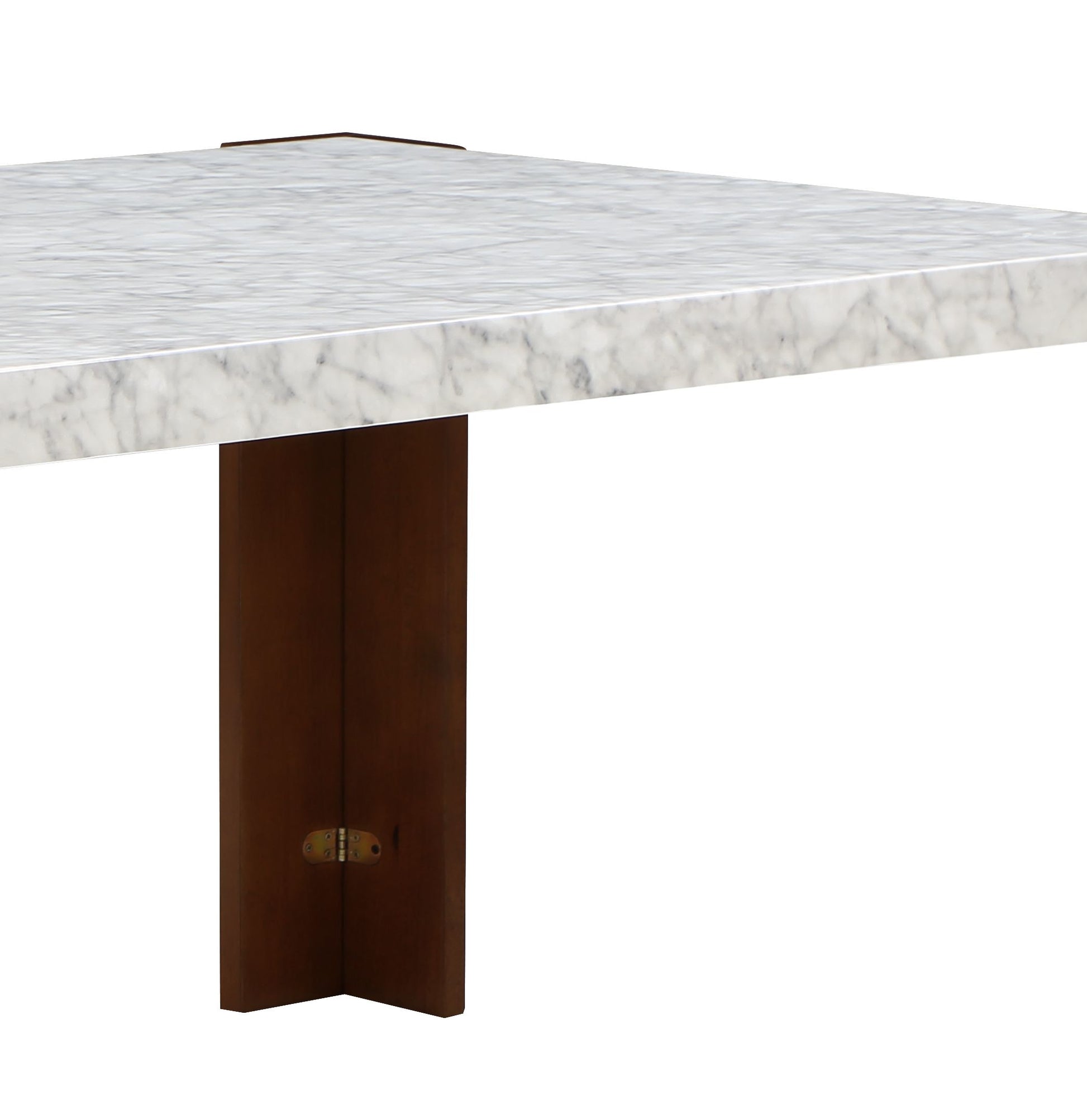 Hettie Dining Table, Engineering Stone & Brown Finish Dn02157 Brown Marble