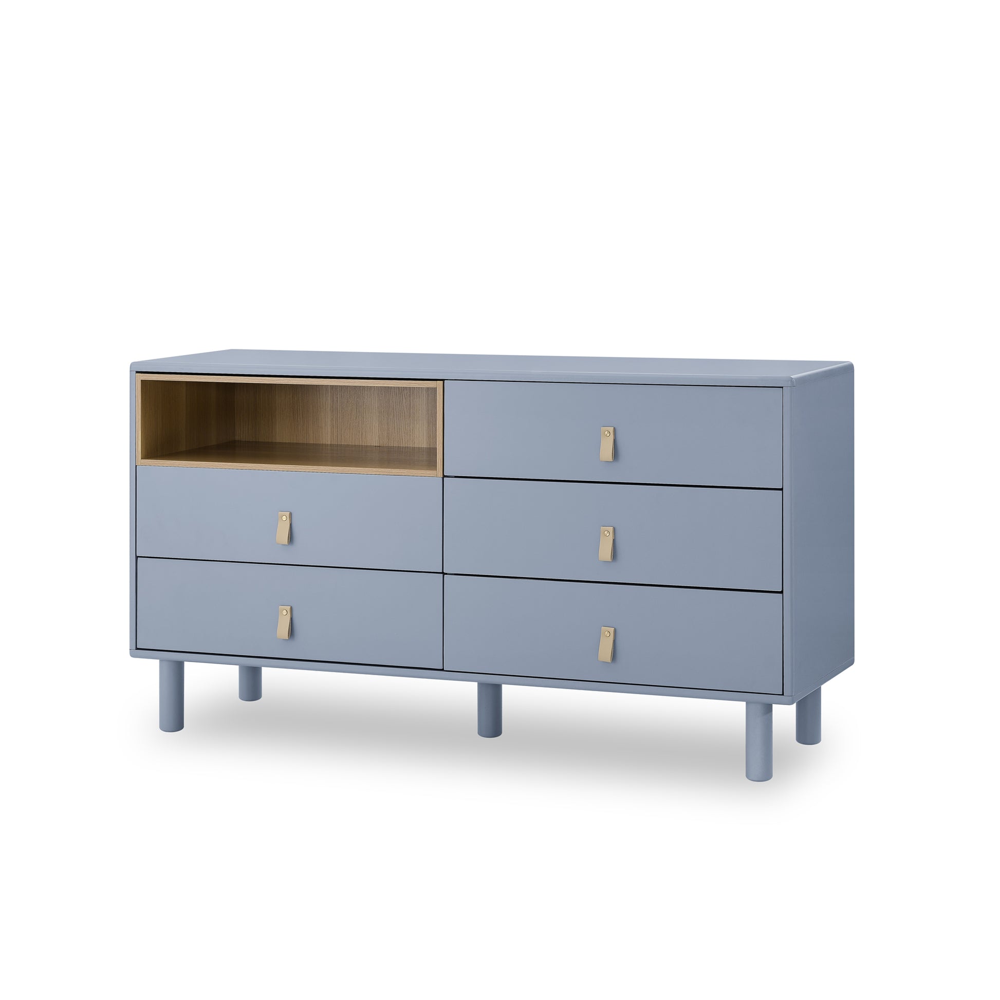 With 5 Drawers Storage Cabinet Drawer Cabinet Multifunctional Storage Cabinet Modern Drawer Cabinet Wooden Storage Cabinet Leather Handle Drawer Cabinet Home Storage Cabinet Office Cabinet Blue Solid Wood Mdf