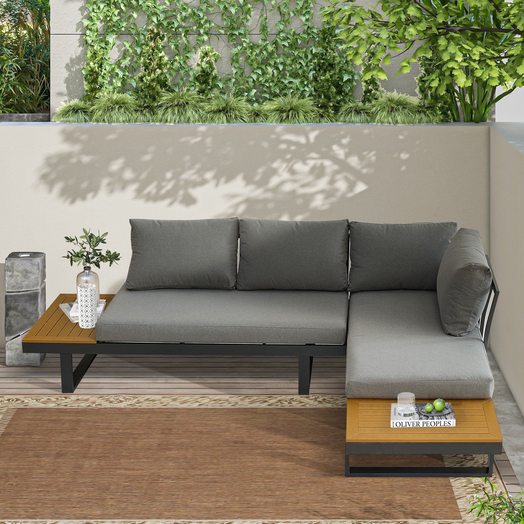 Aluminum Patio Furniture Set, Outdoor L Shaped
