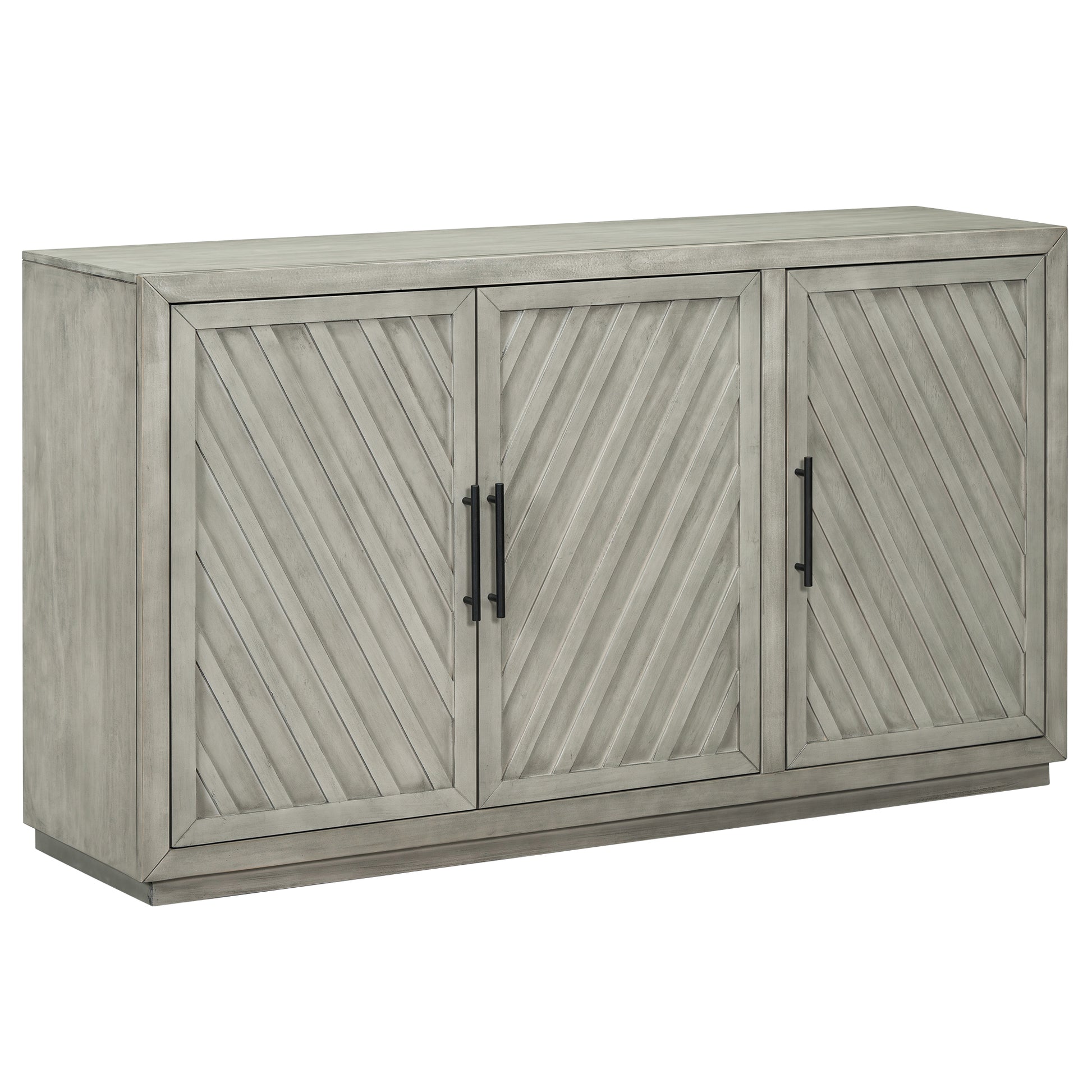 3 Door Large Storage Retro Sideboard with antique gray-solid wood+mdf