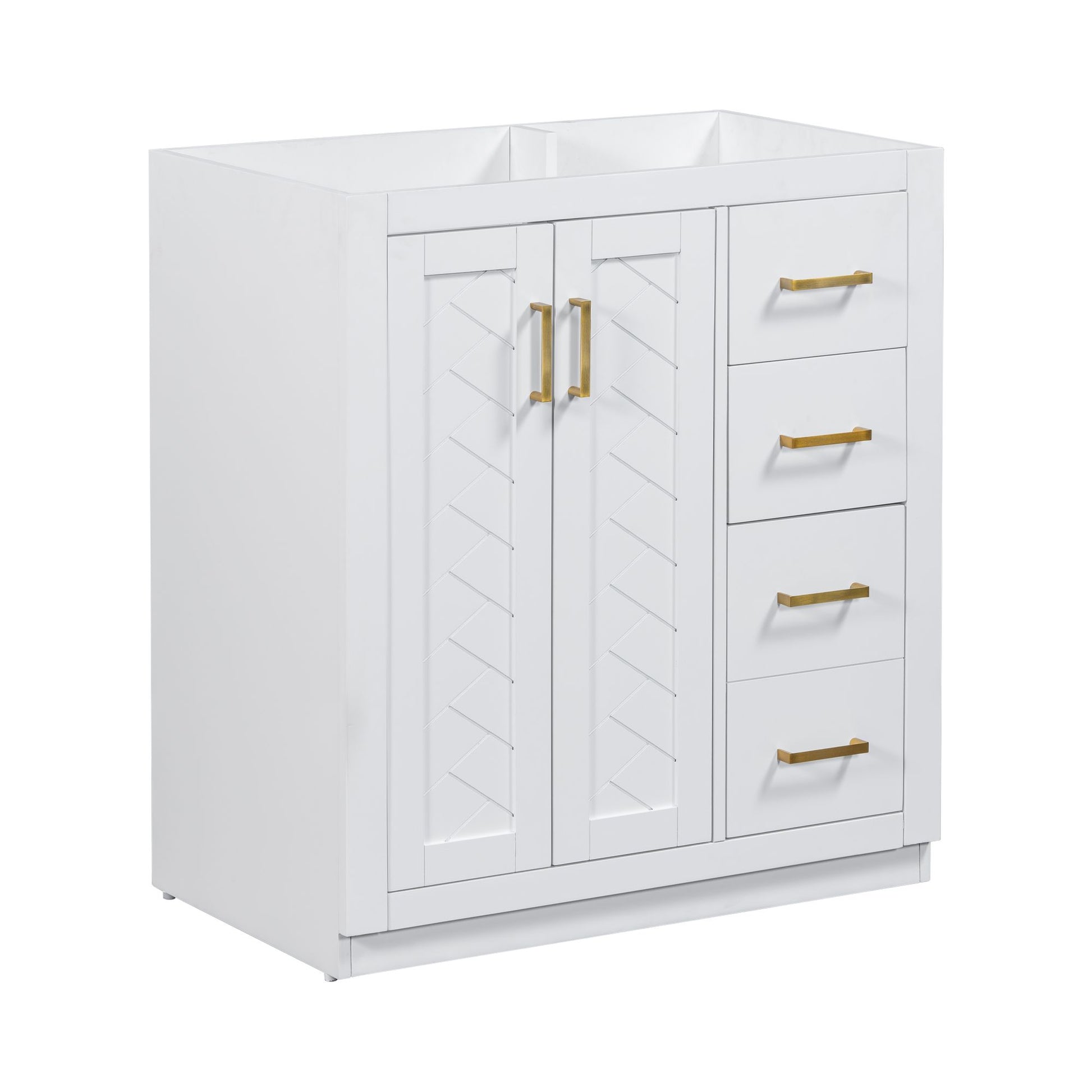 30'' Bathroom Vanity Without Sink,Solid Wood Frame Bathroom Storage Cabinet Only, Freestanding Vanity Set With 3 Drawers& Soft Closing Doors 2 White 2 1 Adjustable Hinges Bathroom Freestanding Solid Wood Mdf Painted