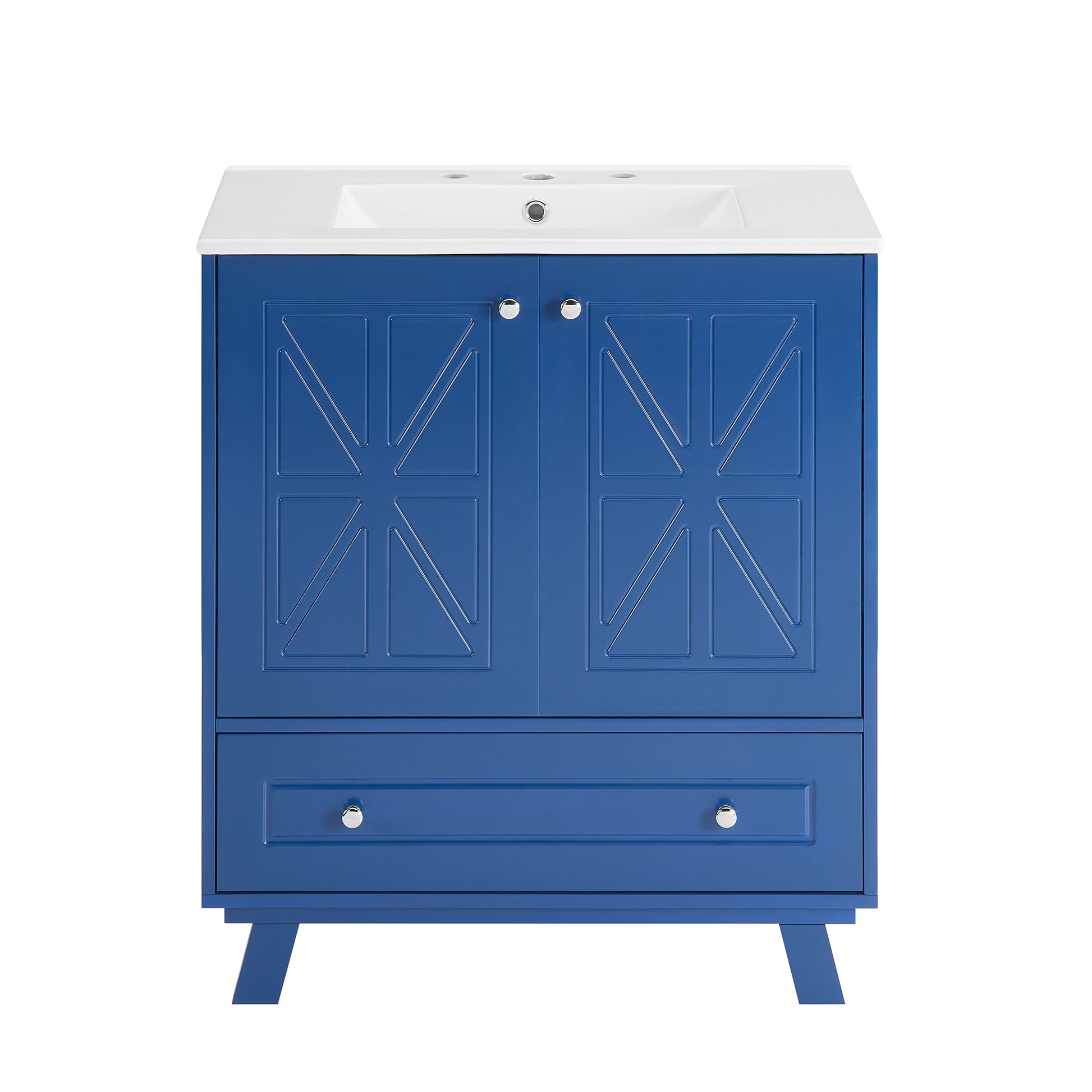 Bathroom Vanity Blue Solid Wood Mdf