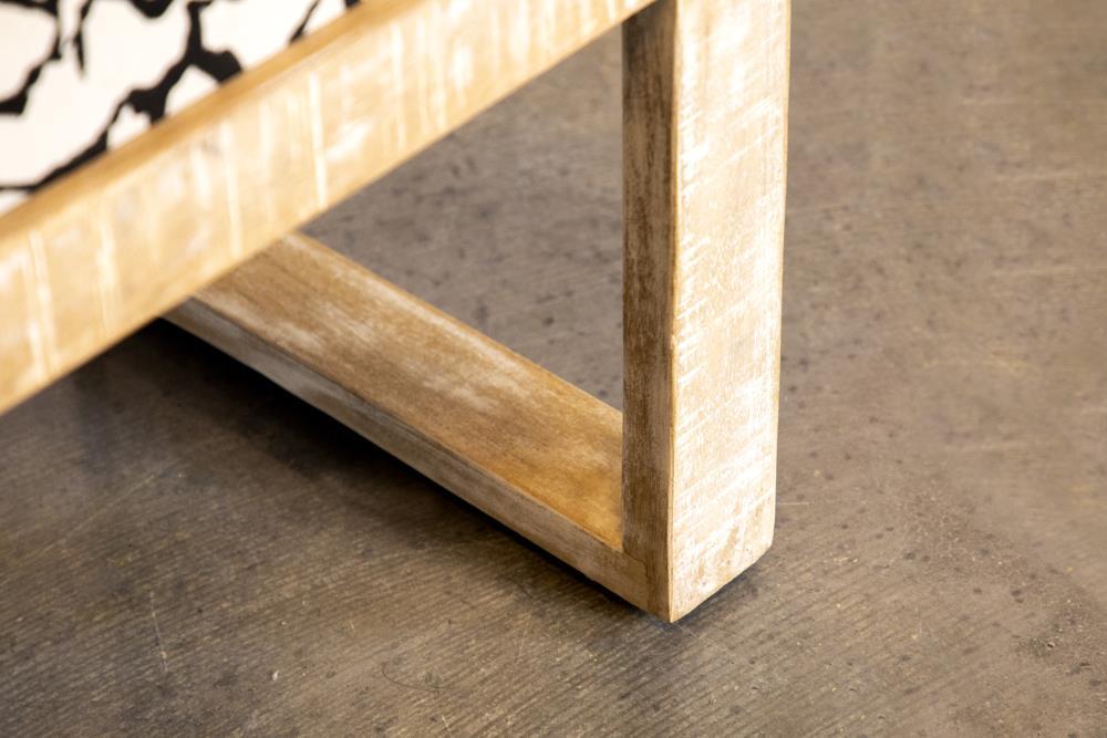 Black And White Sled Leg Accent Bench White Wood Primary Living Space Backless Black Farmhouse,Rustic Armless Foam Wood Fabric