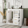 30'' Bathroom Vanity With Resin Sink Combo,Solid Wood Frame Bathroom Storage Cabinet, Freestanding Vanity Set With 3 Drawers& Soft Closing Doors 2 White 2 1 Adjustable Hinges Bathroom Freestanding Solid Wood Mdf Resin Painted