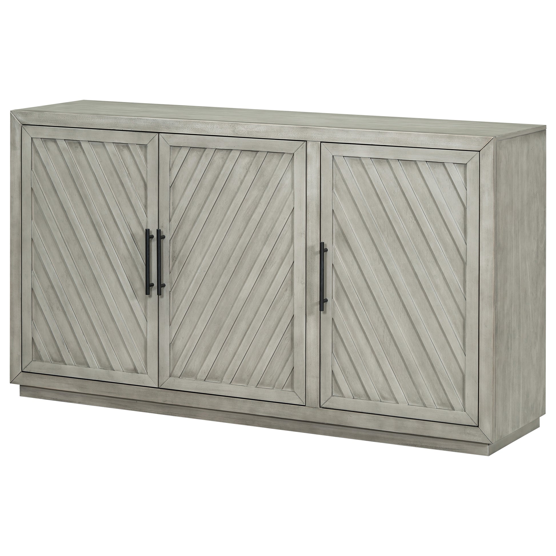 3 Door Large Storage Retro Sideboard with antique gray-solid wood+mdf