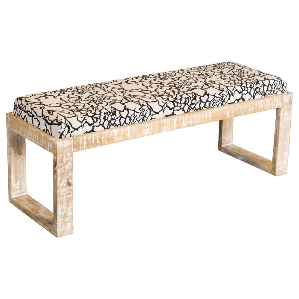 Black And White Sled Leg Accent Bench White Wood Primary Living Space Backless Black Farmhouse,Rustic Armless Foam Wood Fabric