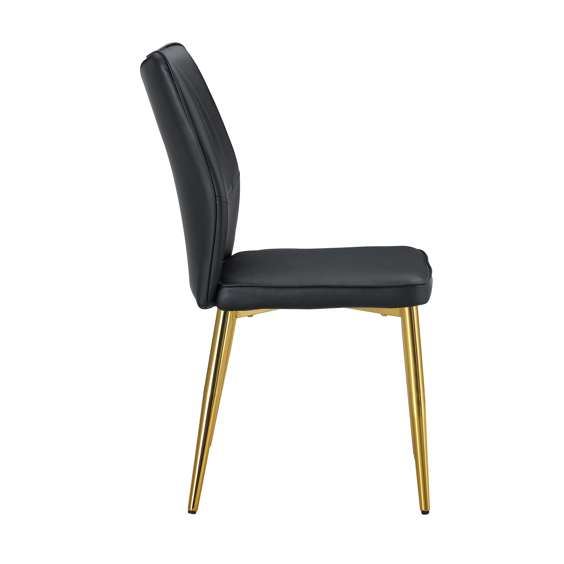 Six Black Dining Chairs. Modern Chairs From The Middle Ages. Made Of Pu Material Cushion And Golden Metal Legs. Suitable For Restaurants And Living Rooms.C 009 Black Pu