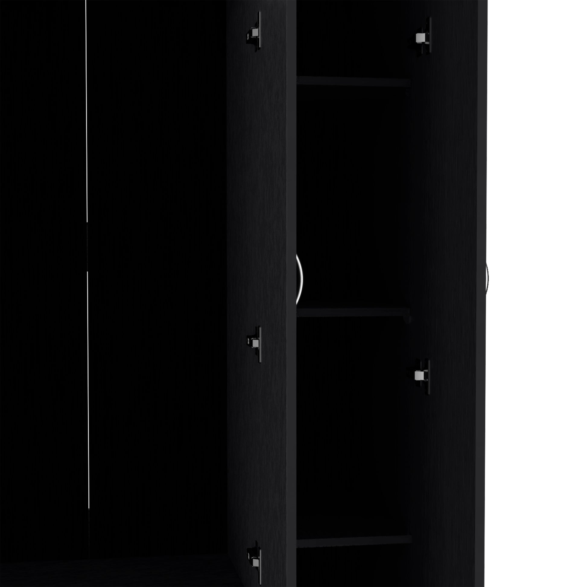 Wardrobe Armoire 71"H With 3 Doors And 2 Inner Drawers, 3 Doors, Black Black Bedroom Modern Pine Particle Board Particle Board