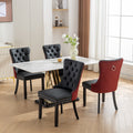 Nikki Collection Modern, High End Tufted Solid Wood Contemporary Pu And Velvet Upholstered Dining Chair With Wood Legs Trim 2 Pcs Set, Black Winered, Burdy,Sw2101Bw Black Burgundy Dining Room American Design Dining Chairs Set Of 2 Foam Pu Leather