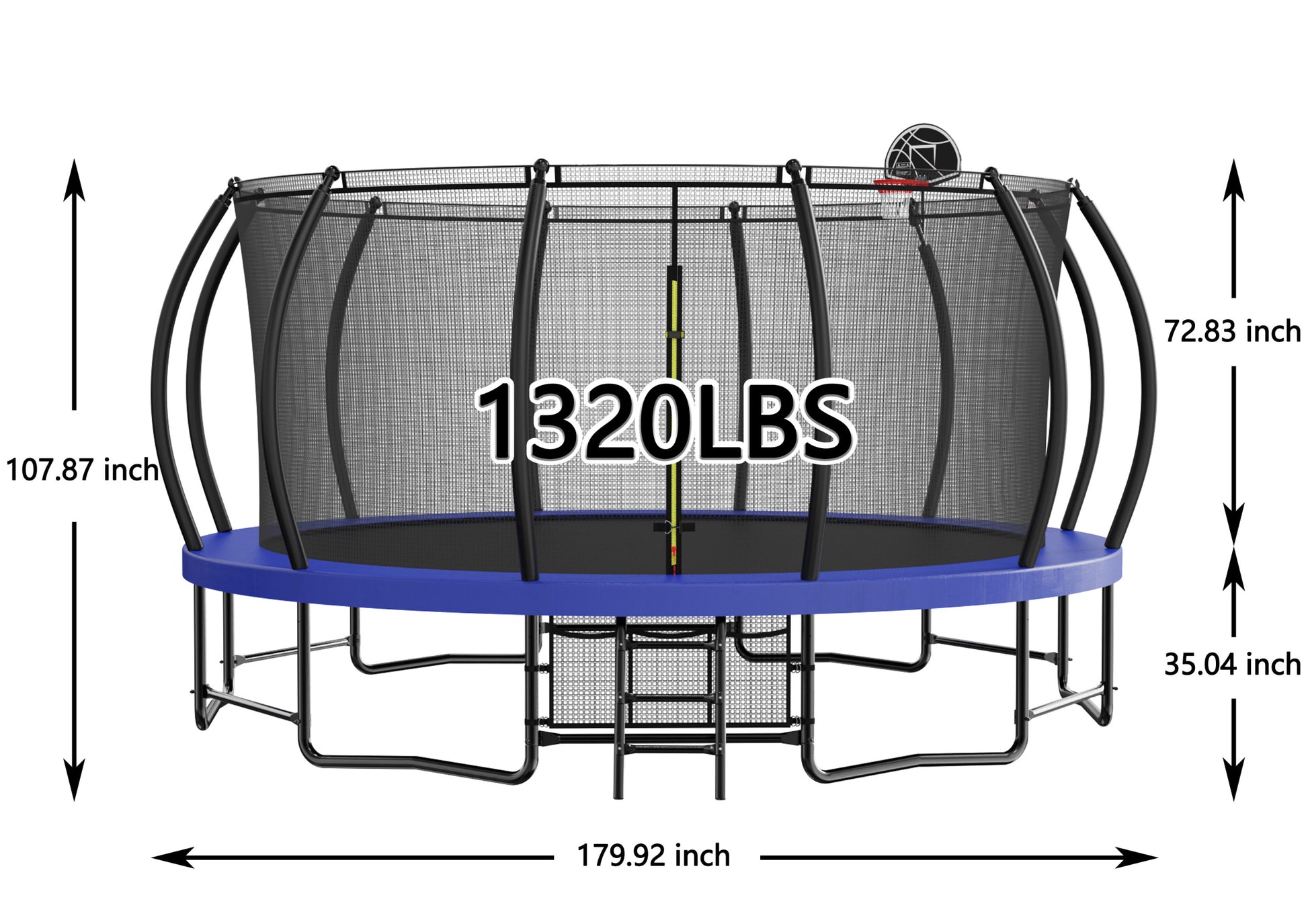 15Ft Big Trampoline Blue Steel