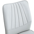 Four Light Gray Dining Chairs. A Medieval Modern Chair Made Of Pu Material With Soft Cushions And Silver Metal Legs. Suitable For Restaurants And Living Rooms Light Gray Pu