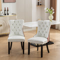 Nikki Collection Modern, High End Tufted Solid Wood Contemporary Pu And Velvet Upholstered Dining Chair With Wood Legs Trim 2 Pcs Set, White Pink, Sw2101Wp White Pink Dining Room American Design