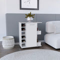 White 4 Wheel Bar Cart Cabinet For Kitchen Or