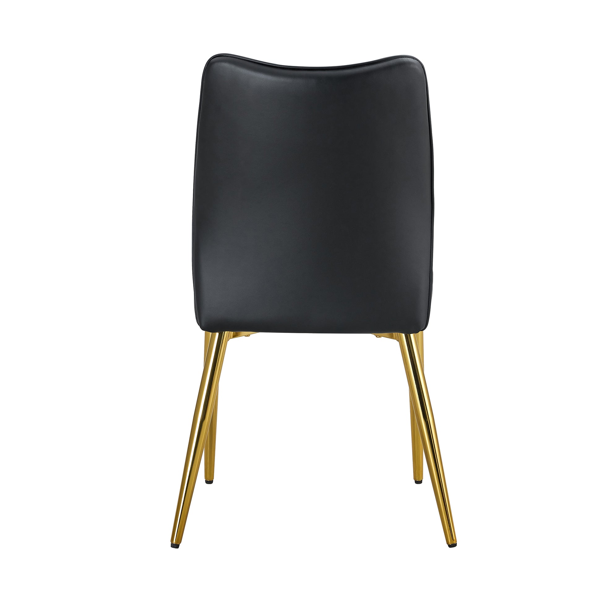 Six Black Dining Chairs. Modern Chairs From The Middle Ages. Made Of Pu Material Cushion And Golden Metal Legs. Suitable For Restaurants And Living Rooms.C 009 Black Pu