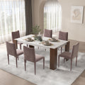 Hettie Dining Table, Engineering Stone & Brown Finish Dn02157 Brown Marble