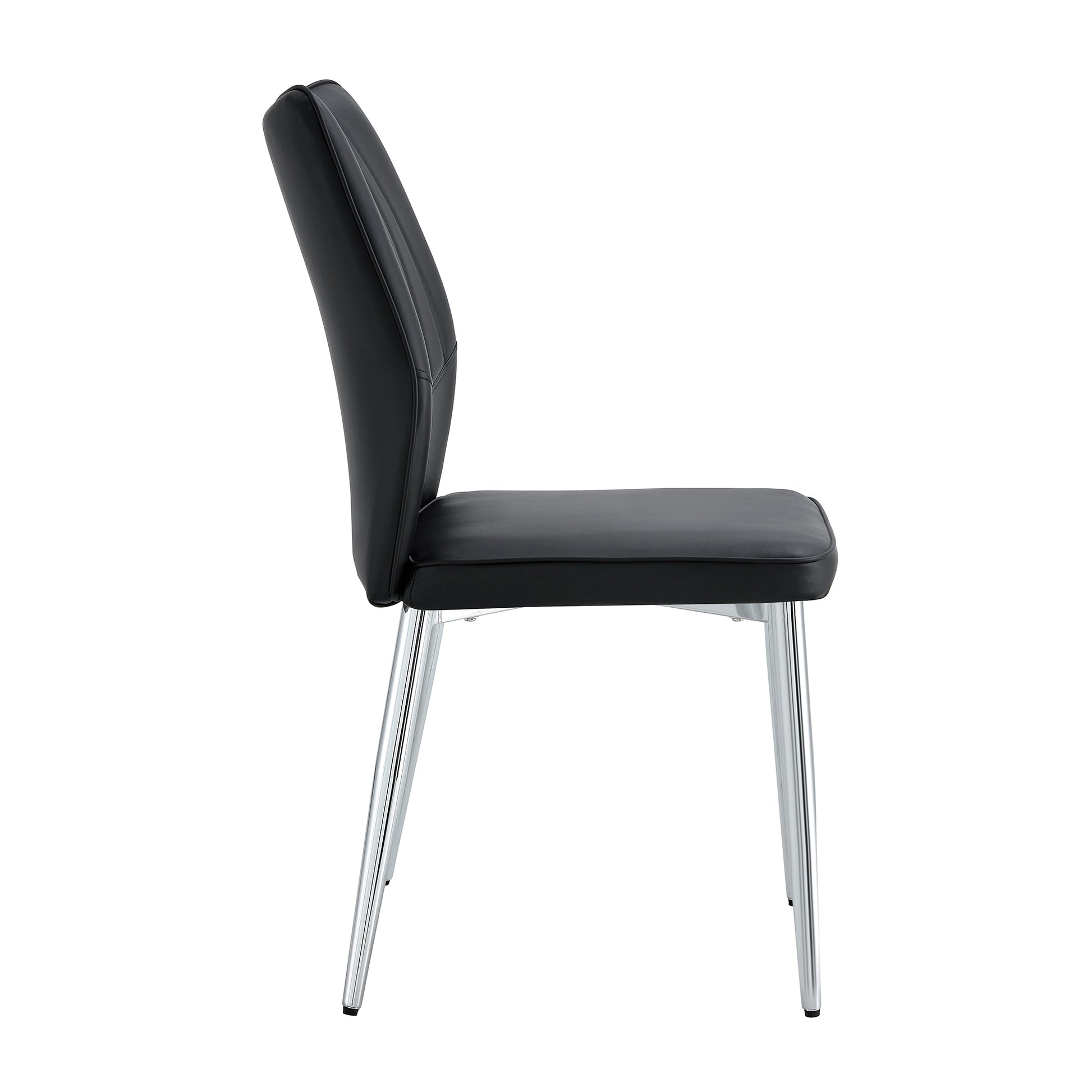 Four Black Dining Chairs. Modern Chairs From The Middle Ages. Made Of Pu Material Cushion And Silver Metal Legs. Suitable For Restaurants And Living Rooms C 009 Black Pu