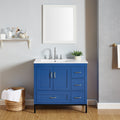 Bathroom Vanity Blue Solid Wood Mdf