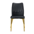 Six Black Dining Chairs. Modern Chairs From The Middle Ages. Made Of Pu Material Cushion And Golden Metal Legs. Suitable For Restaurants And Living Rooms.C 009 Black Pu