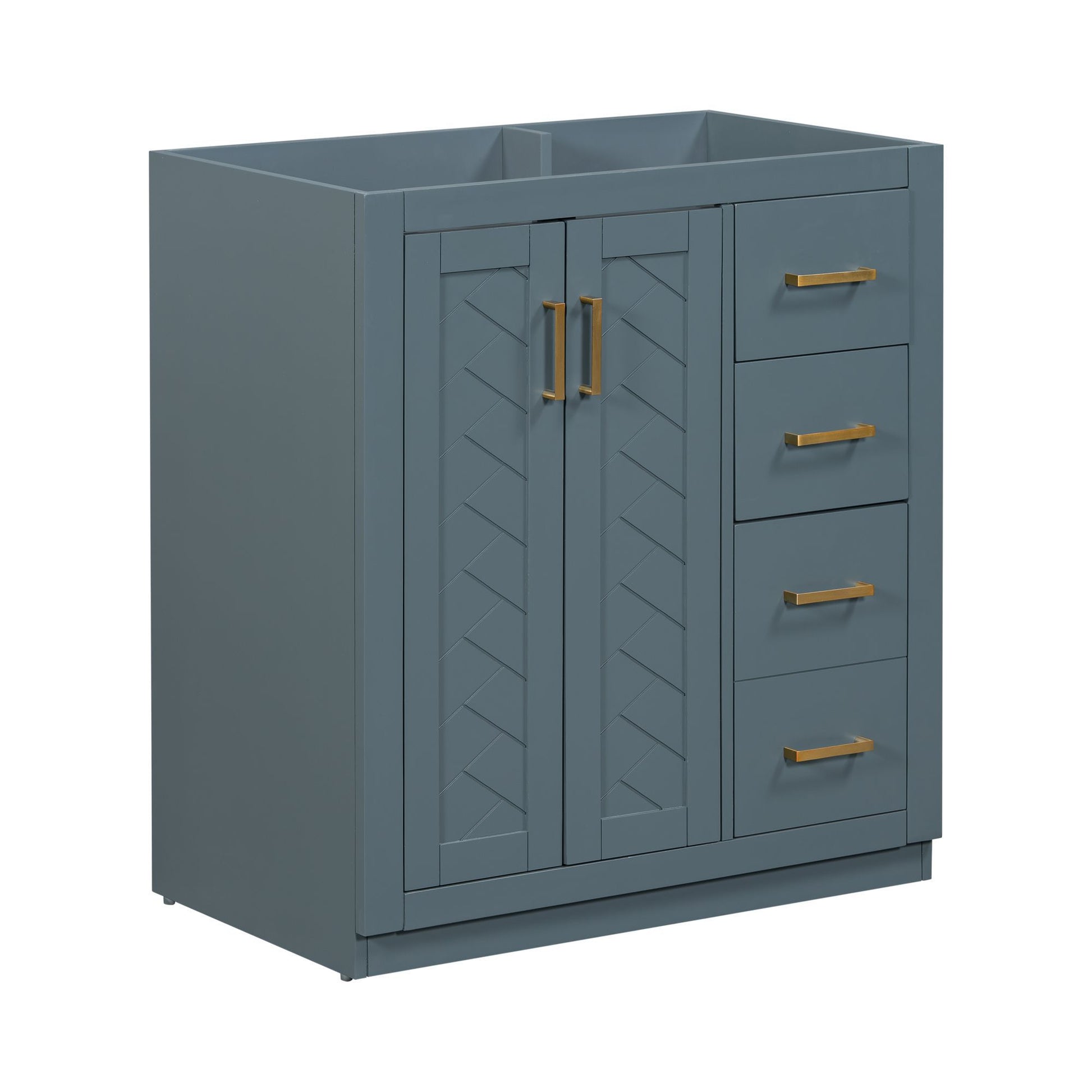 30'' Bathroom Vanity Without Sink,Solid Wood Frame Bathroom Storage Cabinet Only, Freestanding Vanity Set With 3 Drawers& Soft Closing Doors 2 Navy Blue 2 1 Adjustable Hinges Bathroom Freestanding Solid Wood Mdf Painted