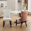 Nikki Collection Modern, High End Tufted Solid Wood Contemporary Pu And Velvet Upholstered Dining Chair With Wood Legs Trim 2 Pcs Set, White Pink, Sw2101Wp White Pink Dining Room American Design