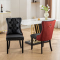 Nikki Collection Modern, High End Tufted Solid Wood Contemporary Pu And Velvet Upholstered Dining Chair With Wood Legs Trim 2 Pcs Set, Black Winered, Burdy,Sw2101Bw Black Burgundy Dining Room American Design Dining Chairs Set Of 2 Foam Pu Leather