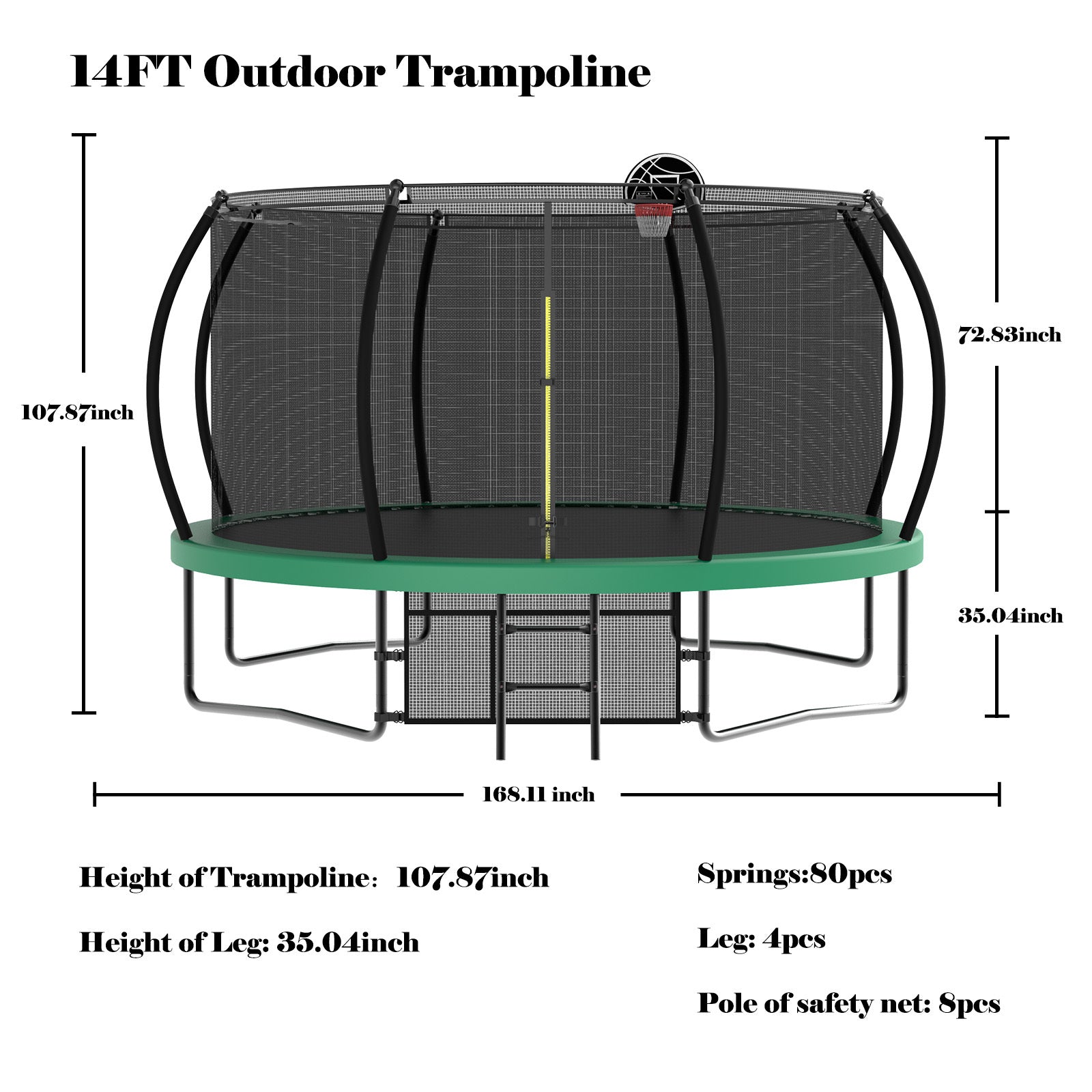 big trampoline 14FT Green green-steel