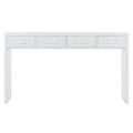 Modern Minimalist Console Table With Open Tabletop And Four Drawers With Metal Handles For Entry Way, Living Room And Dining Room White White Mdf