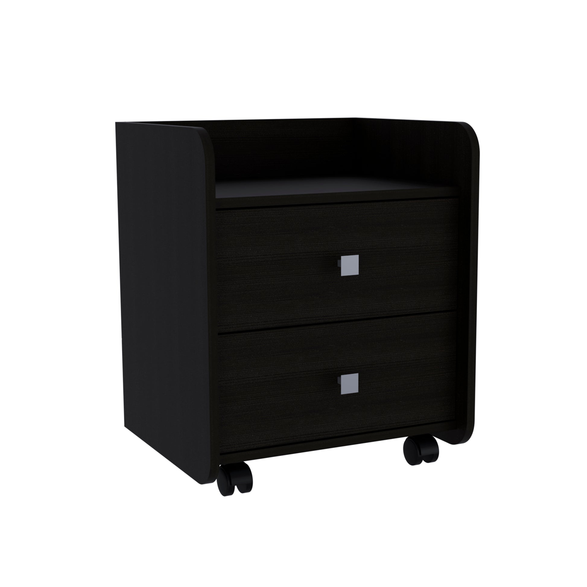 Nightstand 22"H, Two Drawers, Superior Top, Metal Handle, Black Black 2 Drawers Pine Black Particle Board Engineered Wood