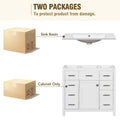 36 Inch Modern Bathroom Vanity Cabinet With Multifunctional Storage Space 5 Drawers And 1 Door White Solid Wood Mdf Resin