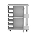 White 4 Wheel Bar Cart Cabinet For Kitchen Or