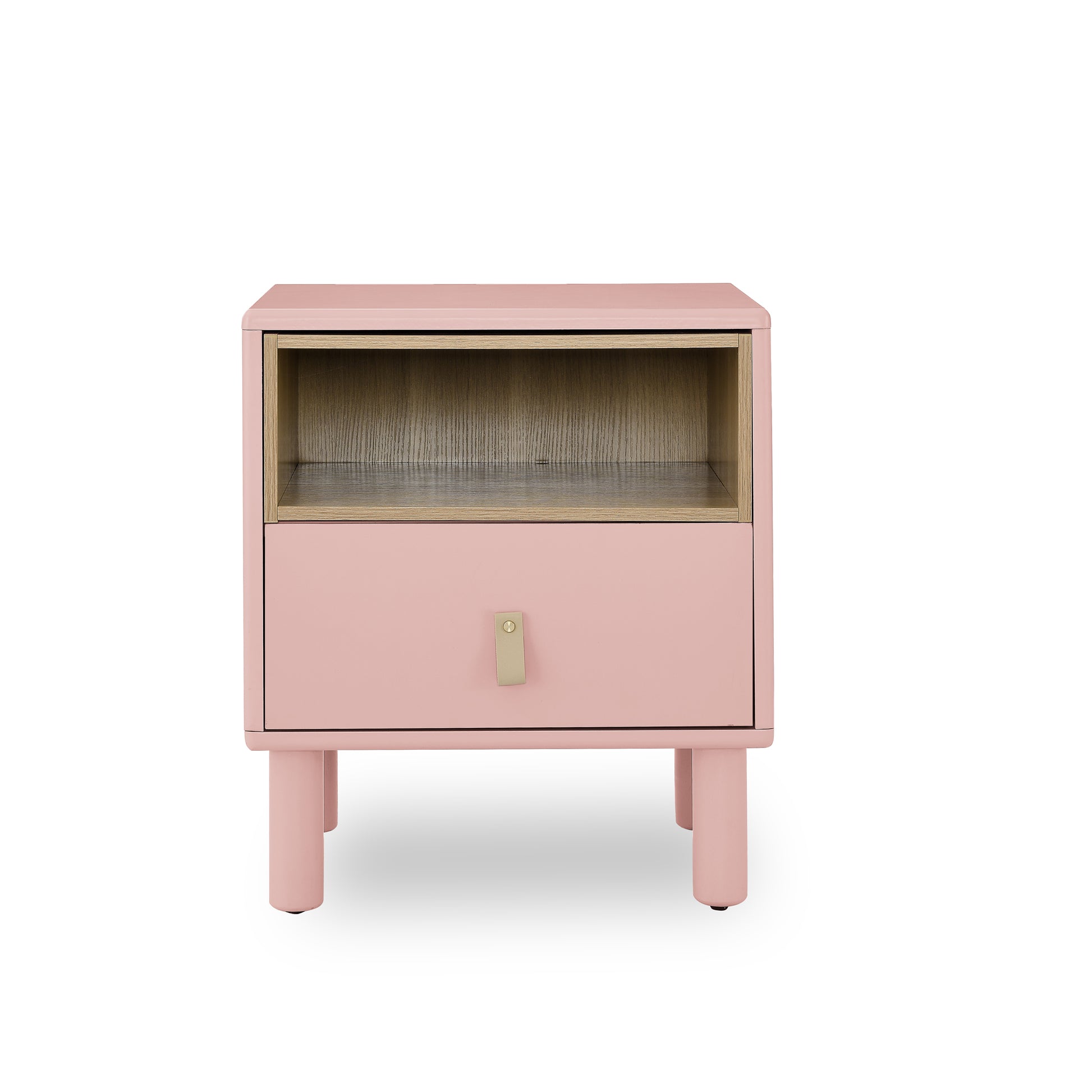 Single Drawer Bedside Table, Modern Style Bedside Table, Wooden Bedside Table, Bedside Table With Drawer, Side Table With Drawer, Compact Bedside Table, Nordic Style Bedside Table Pink Solid Wood Mdf