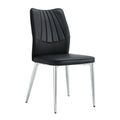 Four Black Dining Chairs. Modern Chairs From The Middle Ages. Made Of Pu Material Cushion And Silver Metal Legs. Suitable For Restaurants And Living Rooms C 009 Black Pu