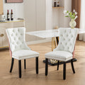 Nikki Collection Modern, High End Tufted Solid Wood Contemporary Pu And Velvet Upholstered Dining Chair With Wood Legs Trim 2 Pcs Set, White Pink, Sw2101Wp White Pink Dining Room American Design