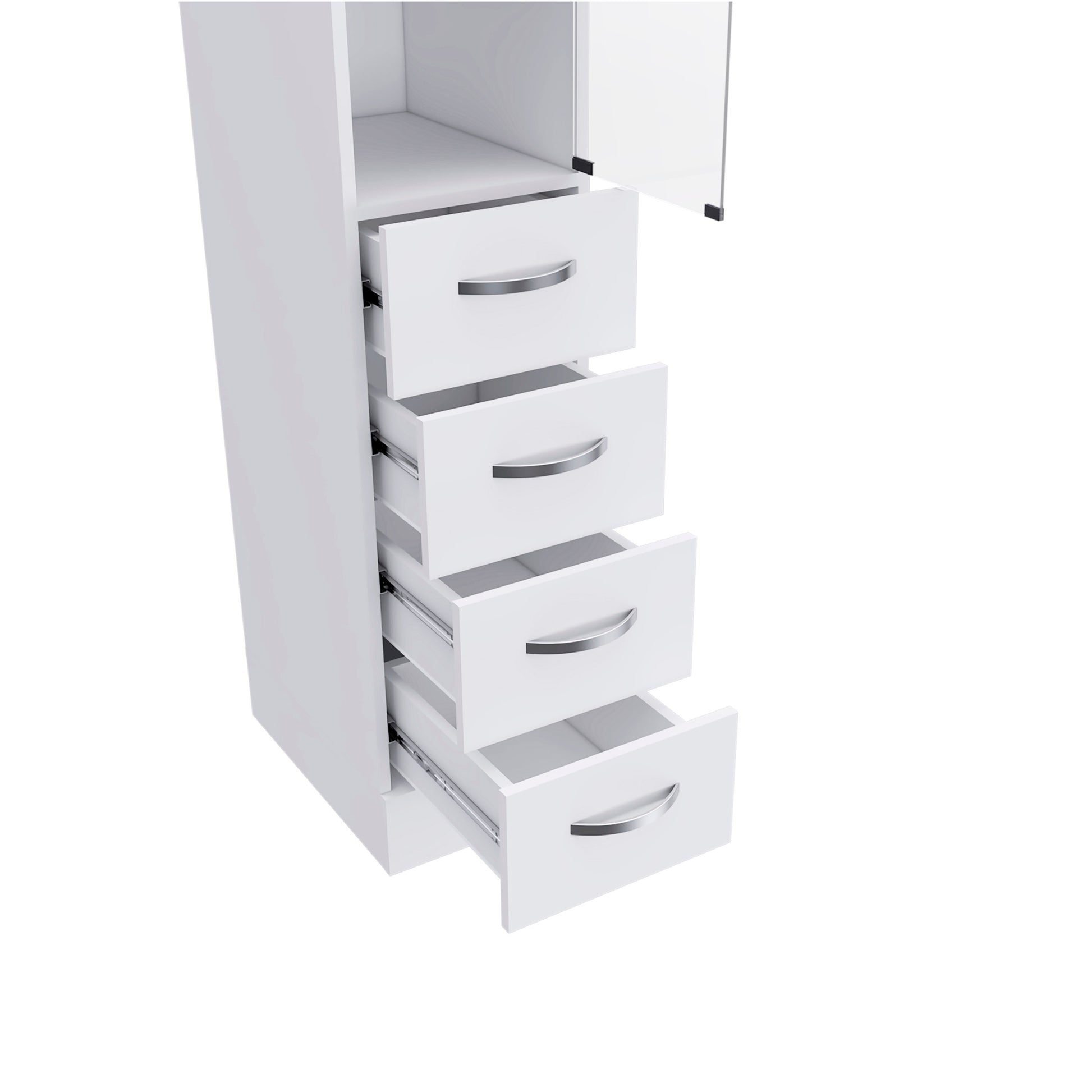 Linen Cabinet 68" H, Three Shelves, Four Drawers And Metal Handles, White 4 White 3 Bathroom Freestanding Modern Particle Board Particle Board